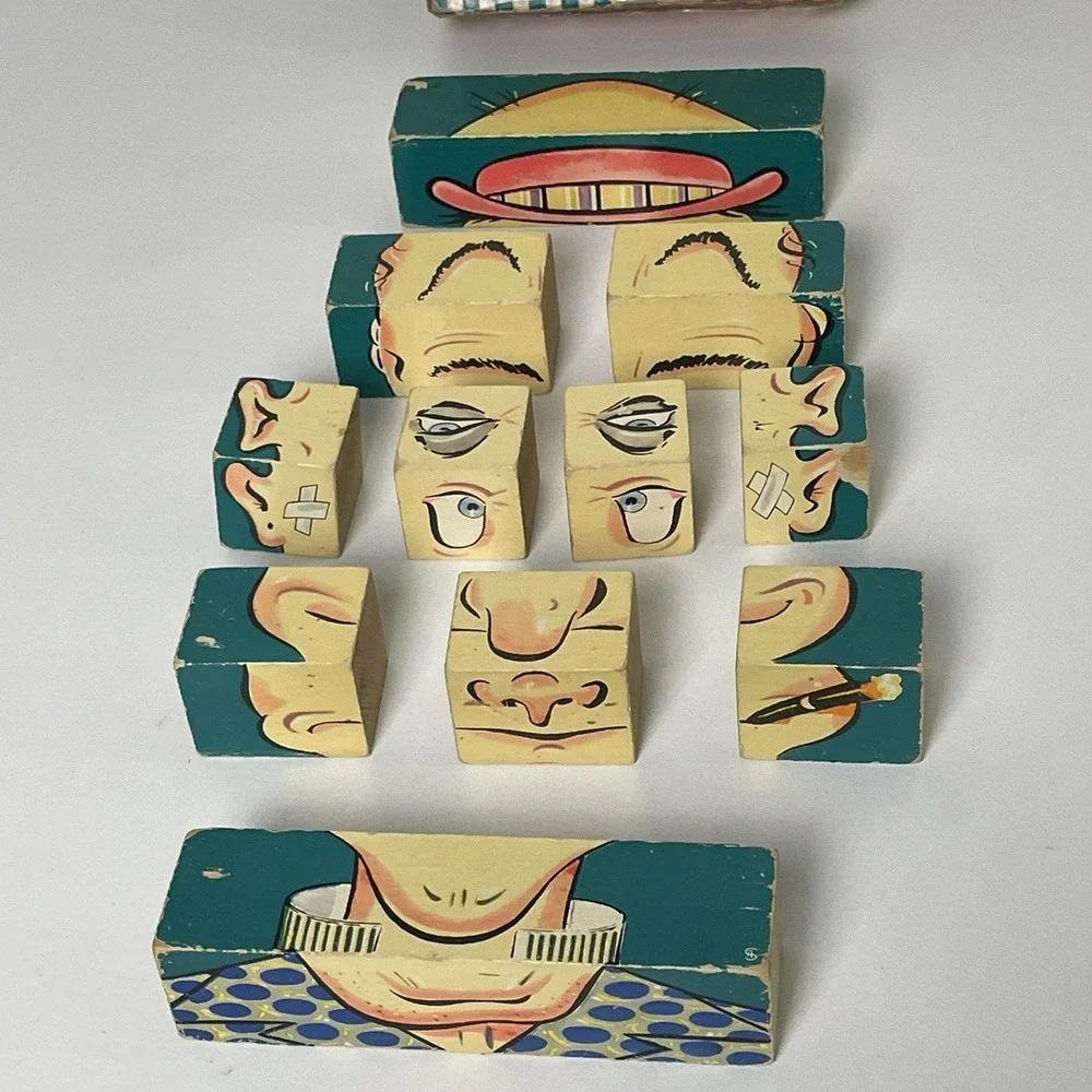 Changeable Charlie Wood Block‎ Vintage 1948 Puzzle Game American Toy Gaston Mfg